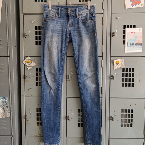 Ralph Lauren Denim & Supply Low-rise Blue Distressed Skinny Jeans - Picture 1 of 10